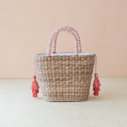Handbags - Mini Woven Tote Bag with Embroidered Tomato – Everyday Woven Tote | LIKHÂ - LIKHÂ