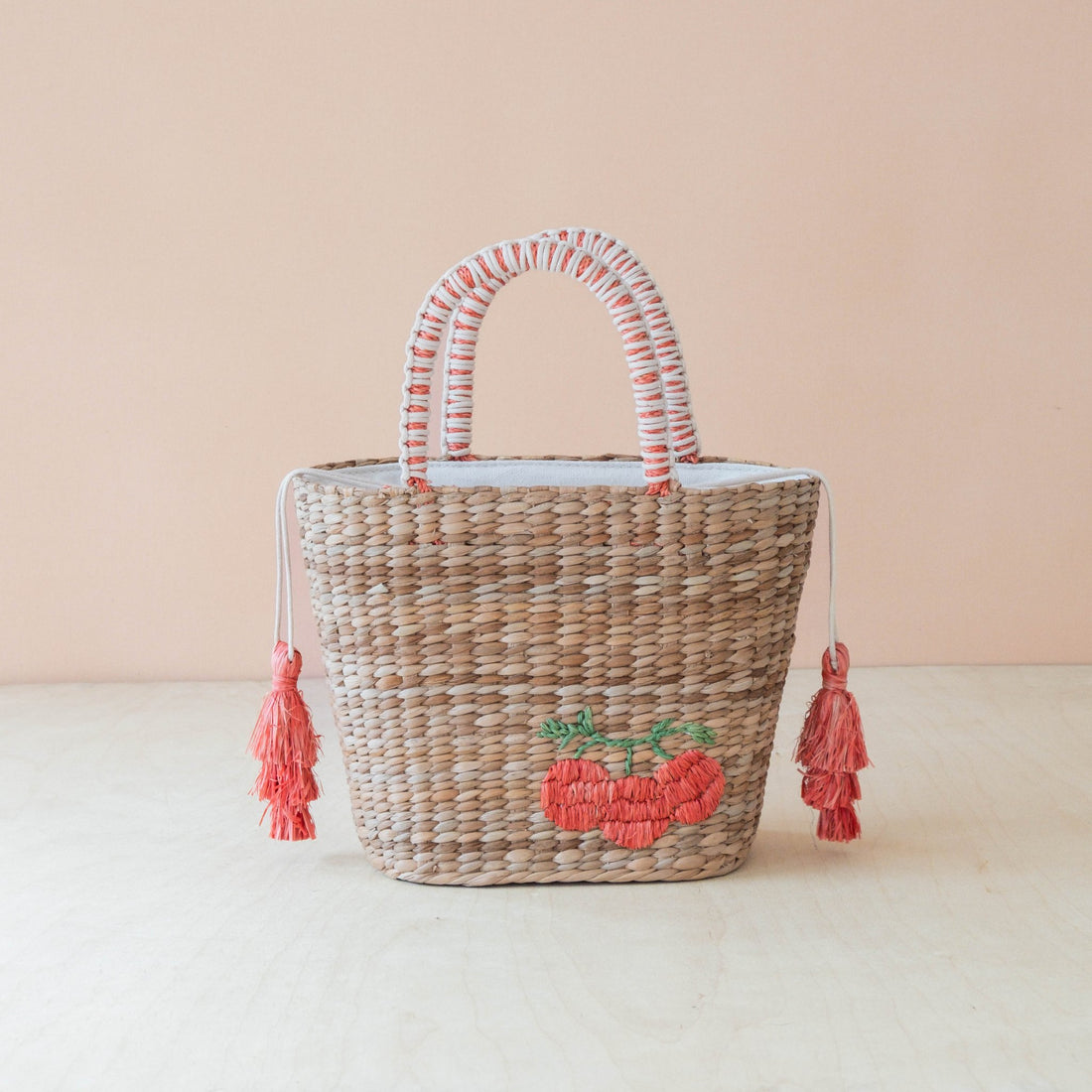 Handbags - Mini Woven Tote Bag with Embroidered Tomato – Everyday Woven Tote | LIKHÂ - LIKHÂ