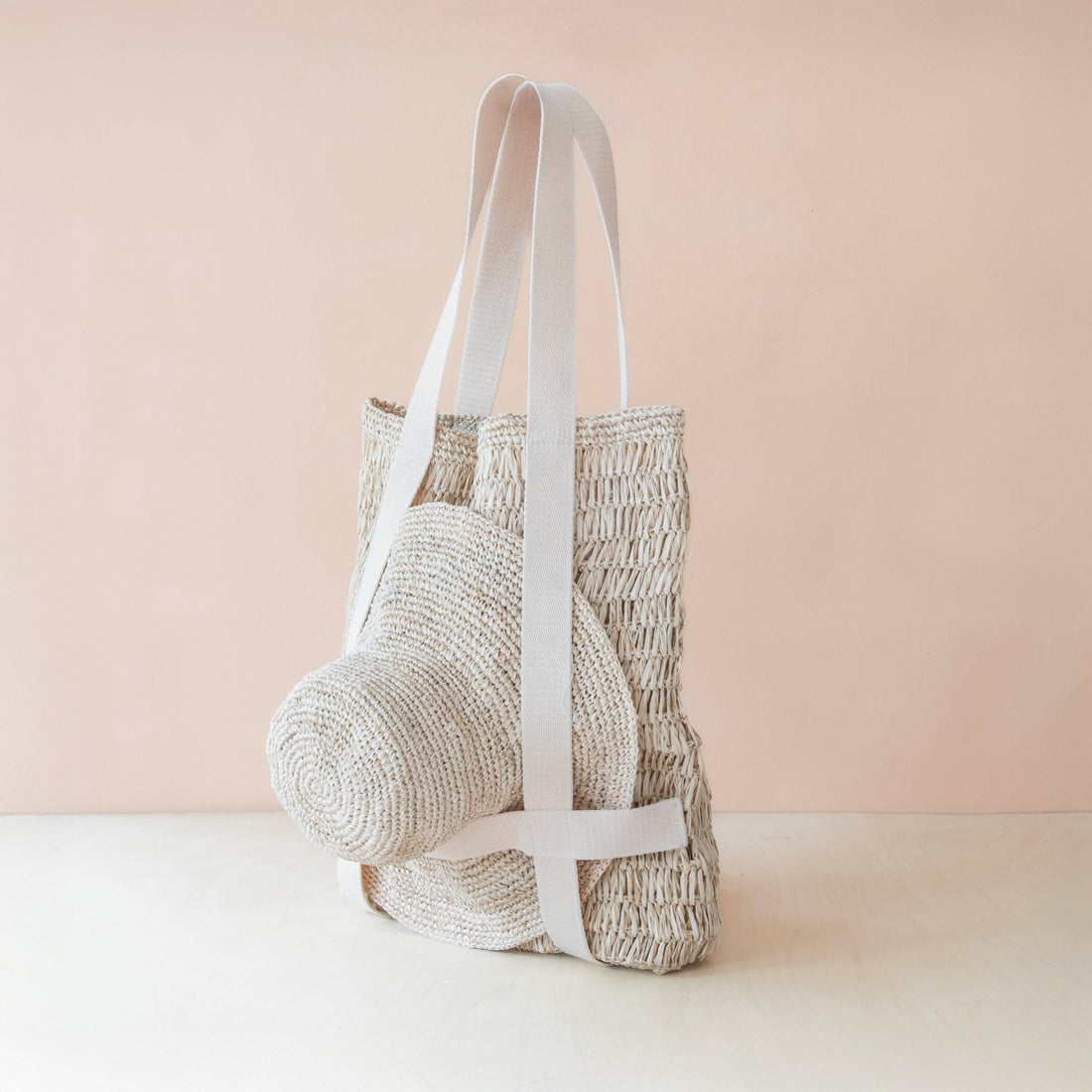 Handbags - Raffia Beach Tote with Sun Hat – Handwoven Summer Tote Set | LIKHÂ - LIKHÂ