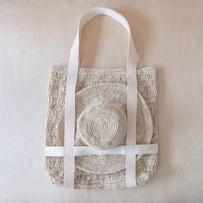 Handbags - Raffia Beach Tote with Sun Hat – Handwoven Summer Tote Set | LIKHÂ - LIKHÂ