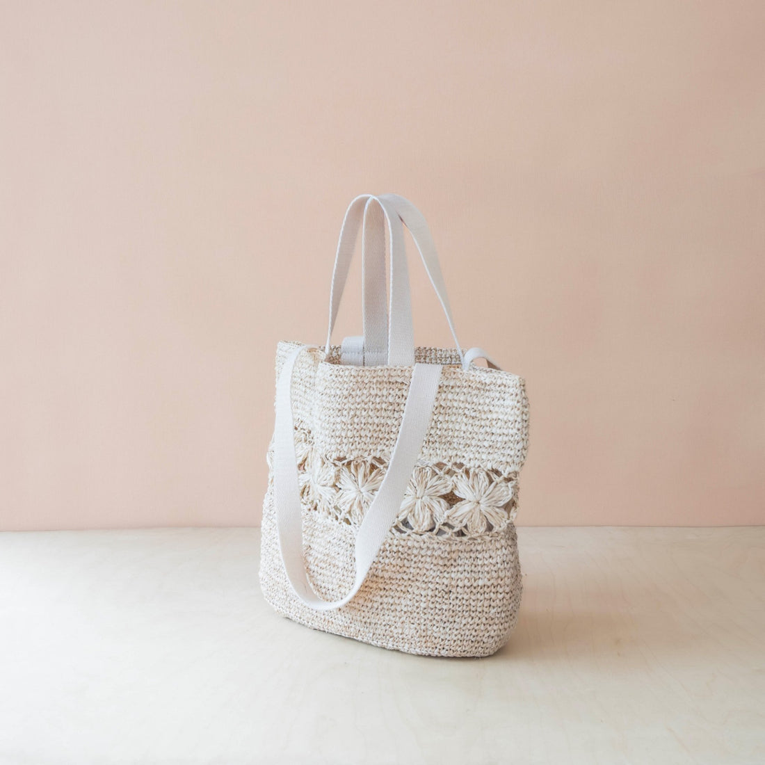 Handbags - Raffia Flower Weave Tapered Tote – Handmade Market Bag | LIKHÂ - LIKHÂ