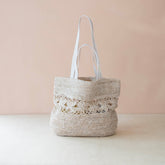 Handbags - Raffia Flower Weave Tapered Tote – Handmade Market Bag | LIKHÂ - LIKHÂ