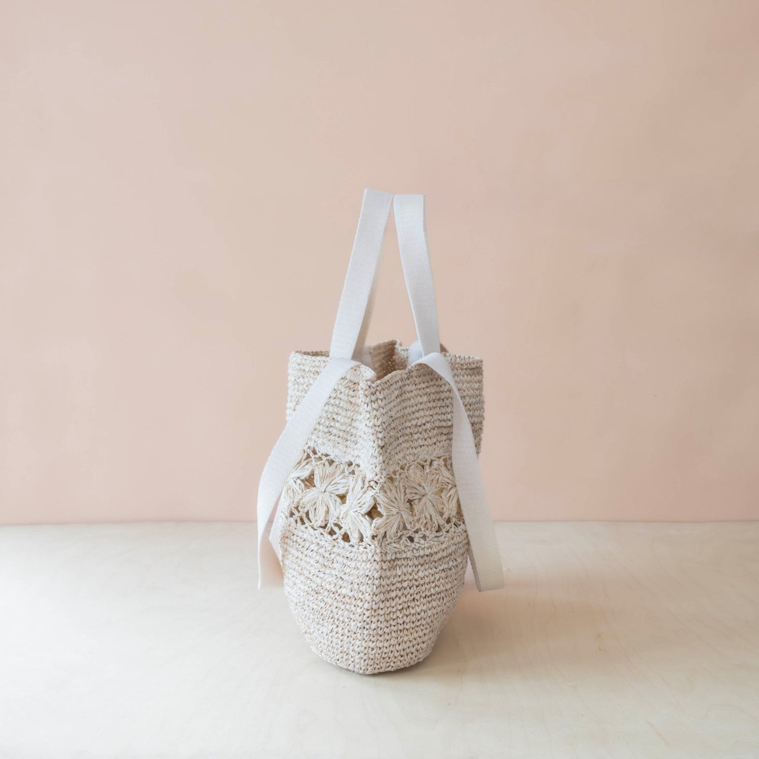 Handbags - Raffia Flower Weave Tapered Tote – Handmade Market Bag | LIKHÂ - LIKHÂ