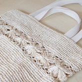 Handbags - Raffia Flower Weave Tapered Tote – Handmade Market Bag | LIKHÂ - LIKHÂ