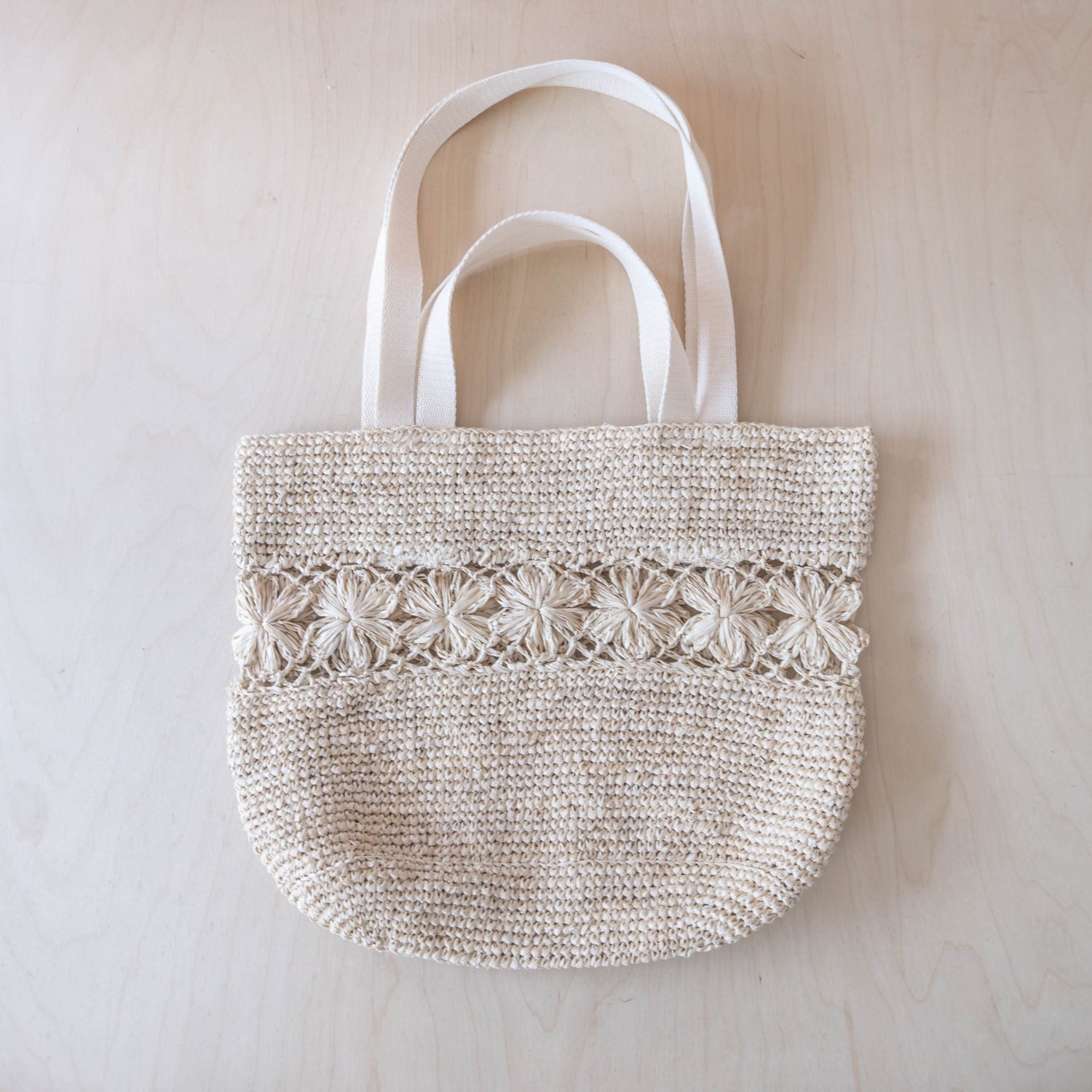 Handbags - Raffia Flower Weave Tapered Tote – Handmade Market Bag | LIKHÂ - LIKHÂ