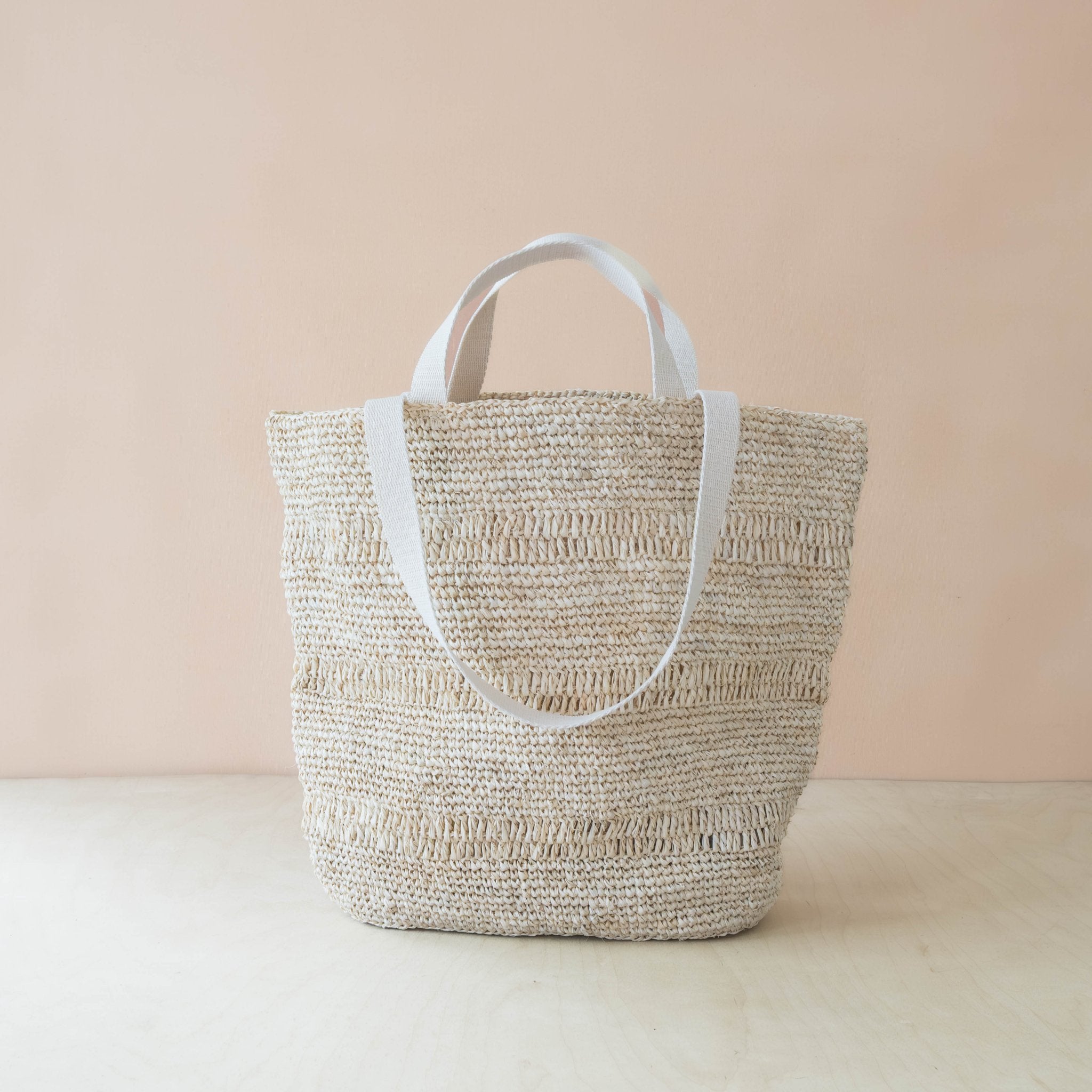 Handbags - Raffia Poste Weave Stripes Tapered Tote – Casual Tote | LIKHÂ - LIKHÂ