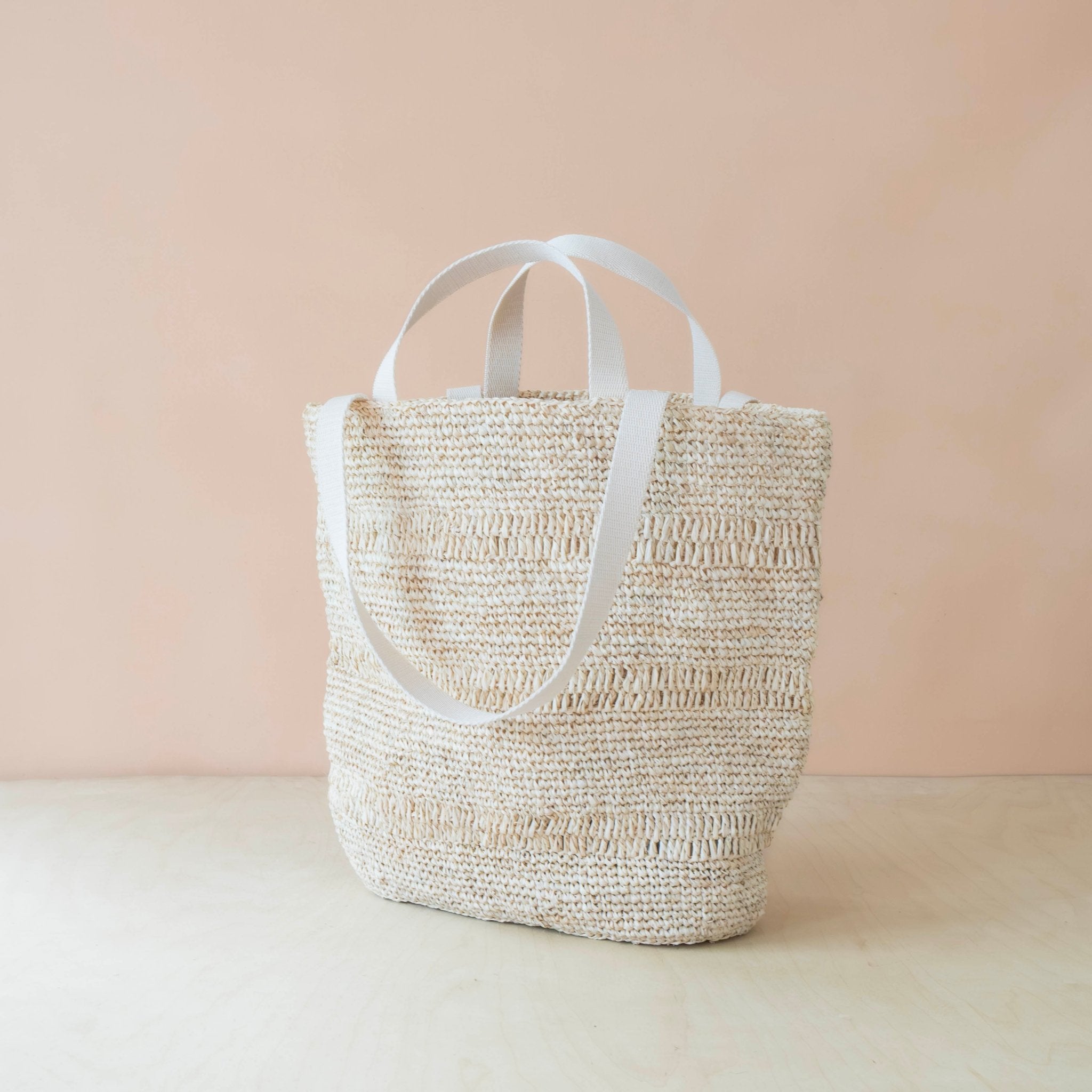 Handbags - Raffia Poste Weave Stripes Tapered Tote – Casual Tote | LIKHÂ - LIKHÂ