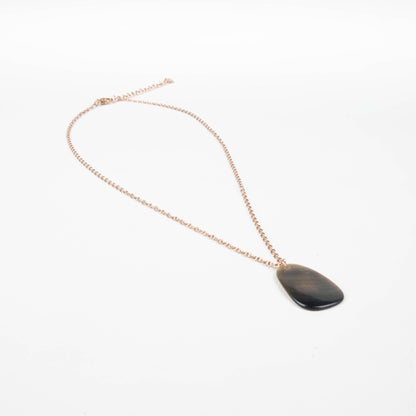 Jewelry, necklace - Black Mother of Pearl Trapezoid Necklace with Rose Gold Chain - Unique Jewelry | LIKHA - LIKHÂ