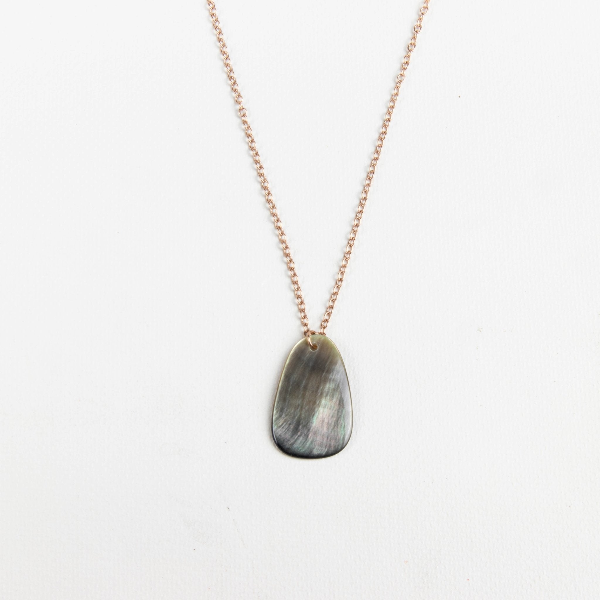 Jewelry, necklace - Black Mother of Pearl Trapezoid Necklace with Rose Gold Chain - Unique Jewelry | LIKHA - LIKHÂ