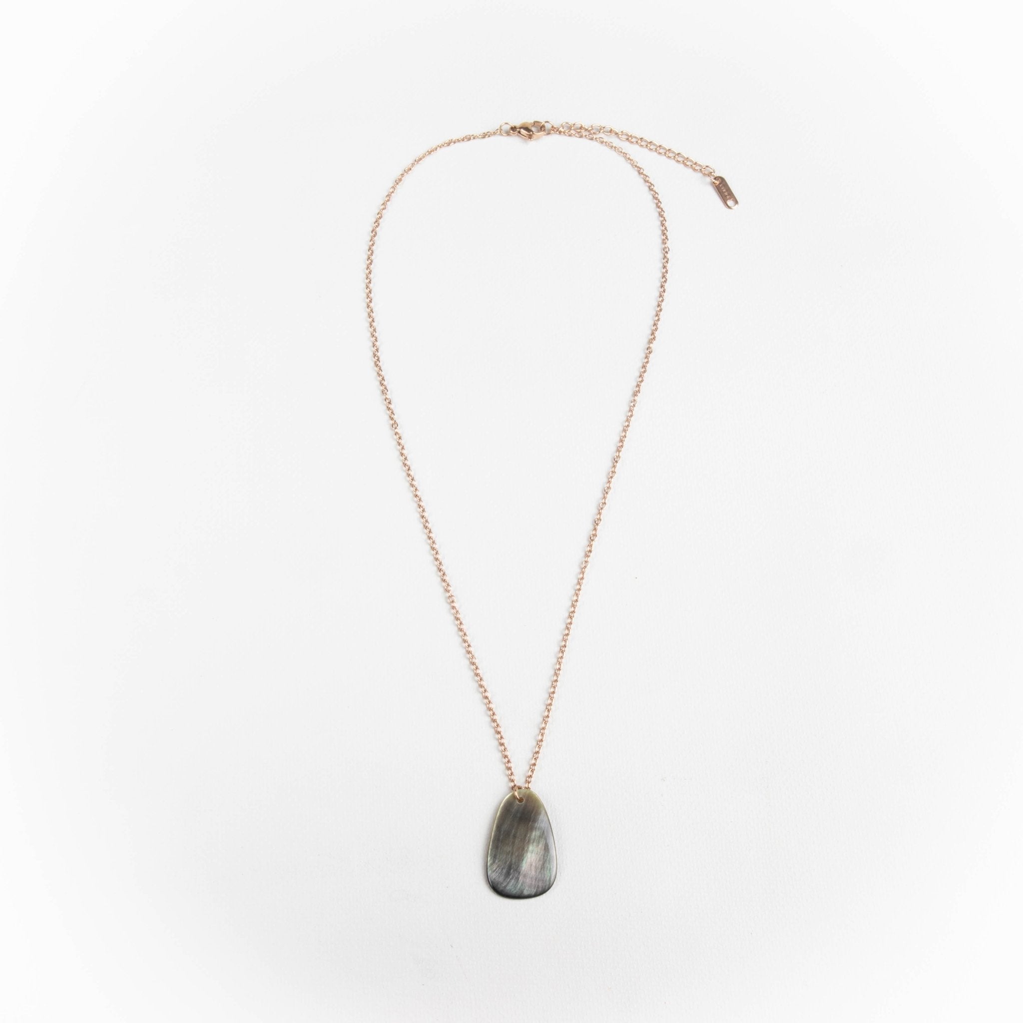 Jewelry, necklace - Black Mother of Pearl Trapezoid Necklace with Rose Gold Chain - Unique Jewelry | LIKHA - LIKHÂ