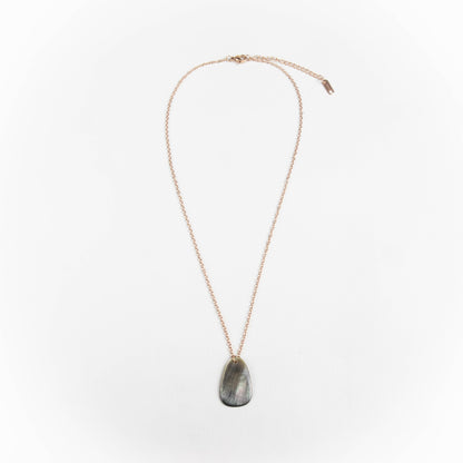 Jewelry, necklace - Black Mother of Pearl Trapezoid Necklace with Rose Gold Chain - Unique Jewelry | LIKHA - LIKHÂ