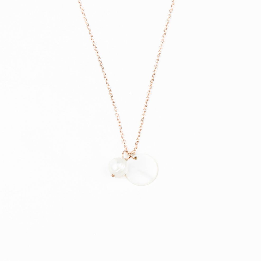 Jewelry, necklace - White Disc + Pearl Mother of Pearl Necklace - Minimalist Necklace | LIKHA - LIKHÂ