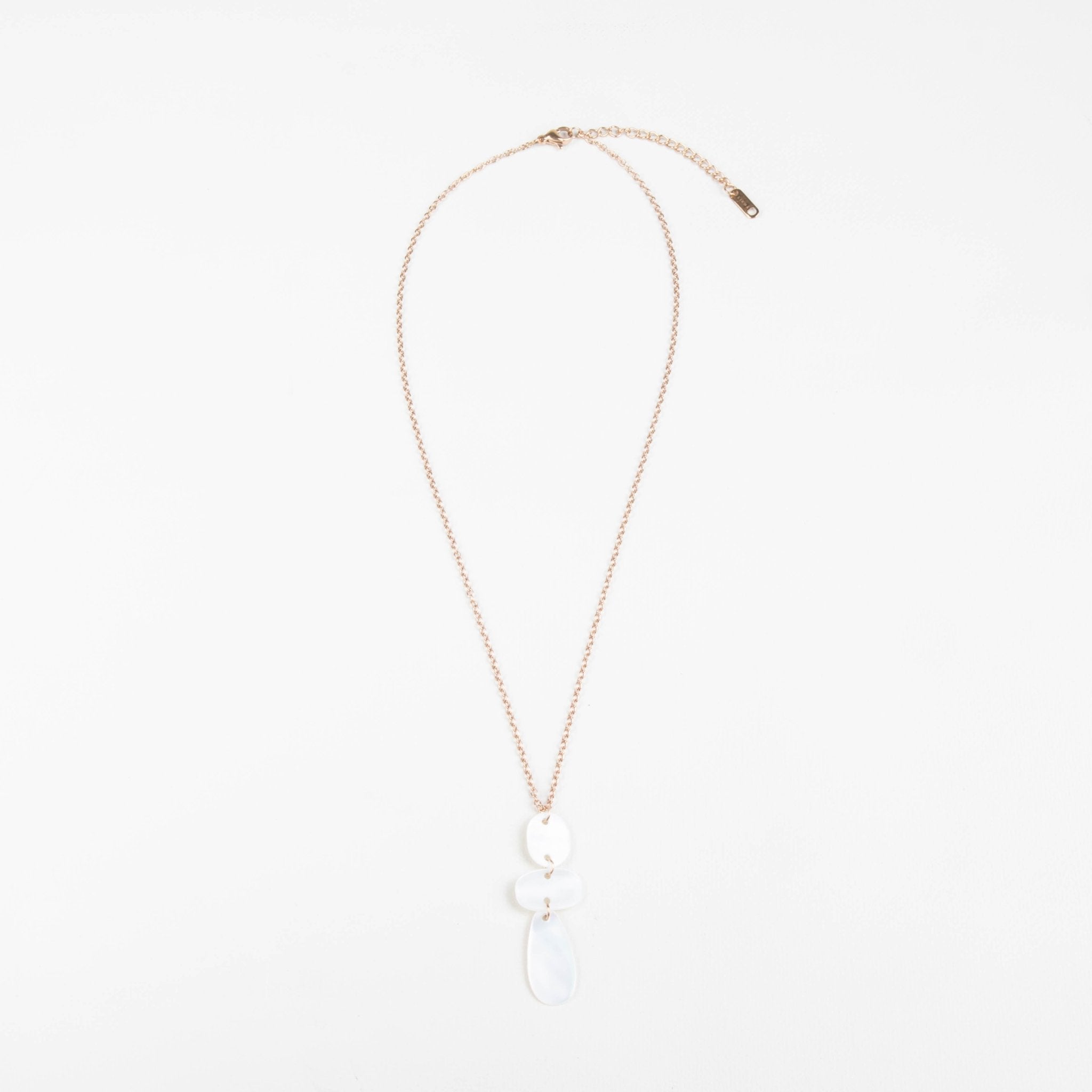 Jewelry, necklace - White Mother of Pearl Round, Oval, and Raindrop Necklace with Rose Gold Chain - Mother of Pearl Jewelry | LIKHA - LIKHÂ