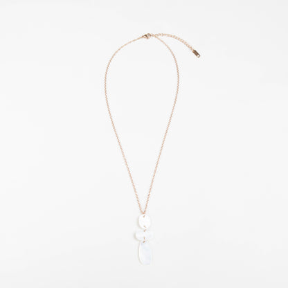 Jewelry, necklace - White Mother of Pearl Round, Oval, and Raindrop Necklace with Rose Gold Chain - Mother of Pearl Jewelry | LIKHA - LIKHÂ