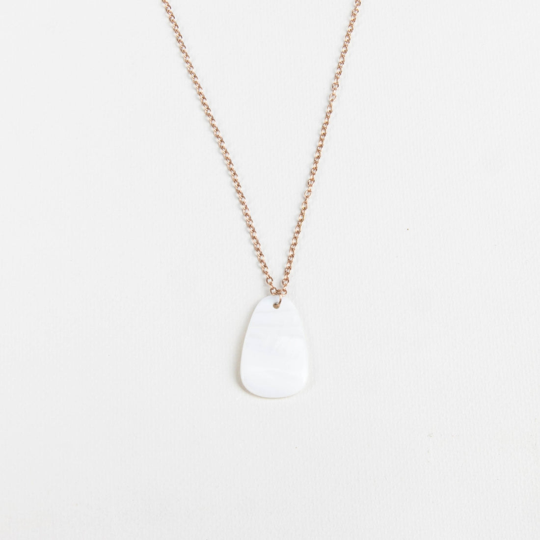 Jewelry, necklace - White Mother of Pearl Trapezoid Necklace with Rose Gold Chain - Minimalist Jewelry | LIKHA - LIKHÂ