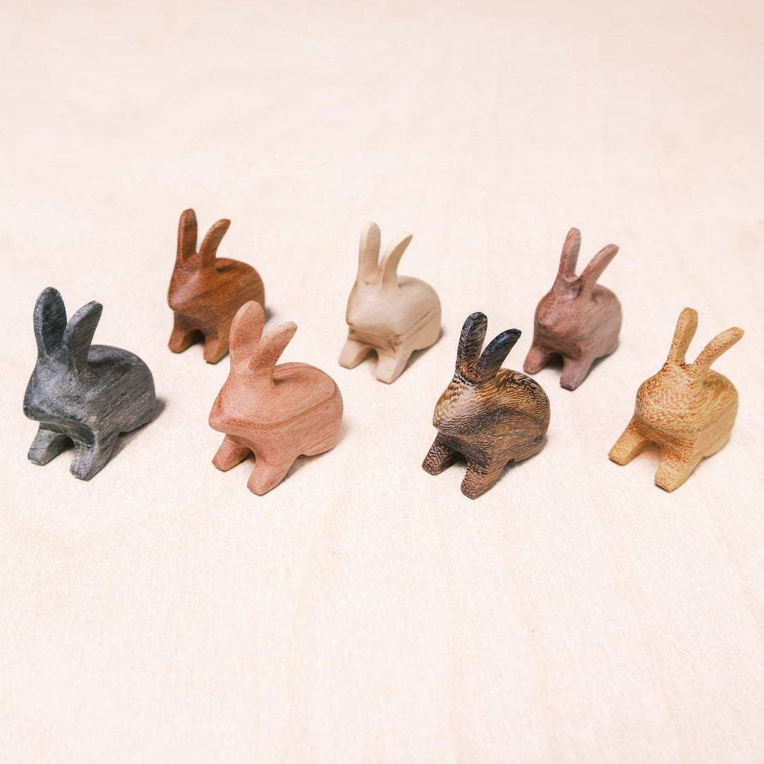 - Mini Wood Bunny Figurines - Handcrafted Assorted Wood Accent | LIKHÂ - LIKHÂ