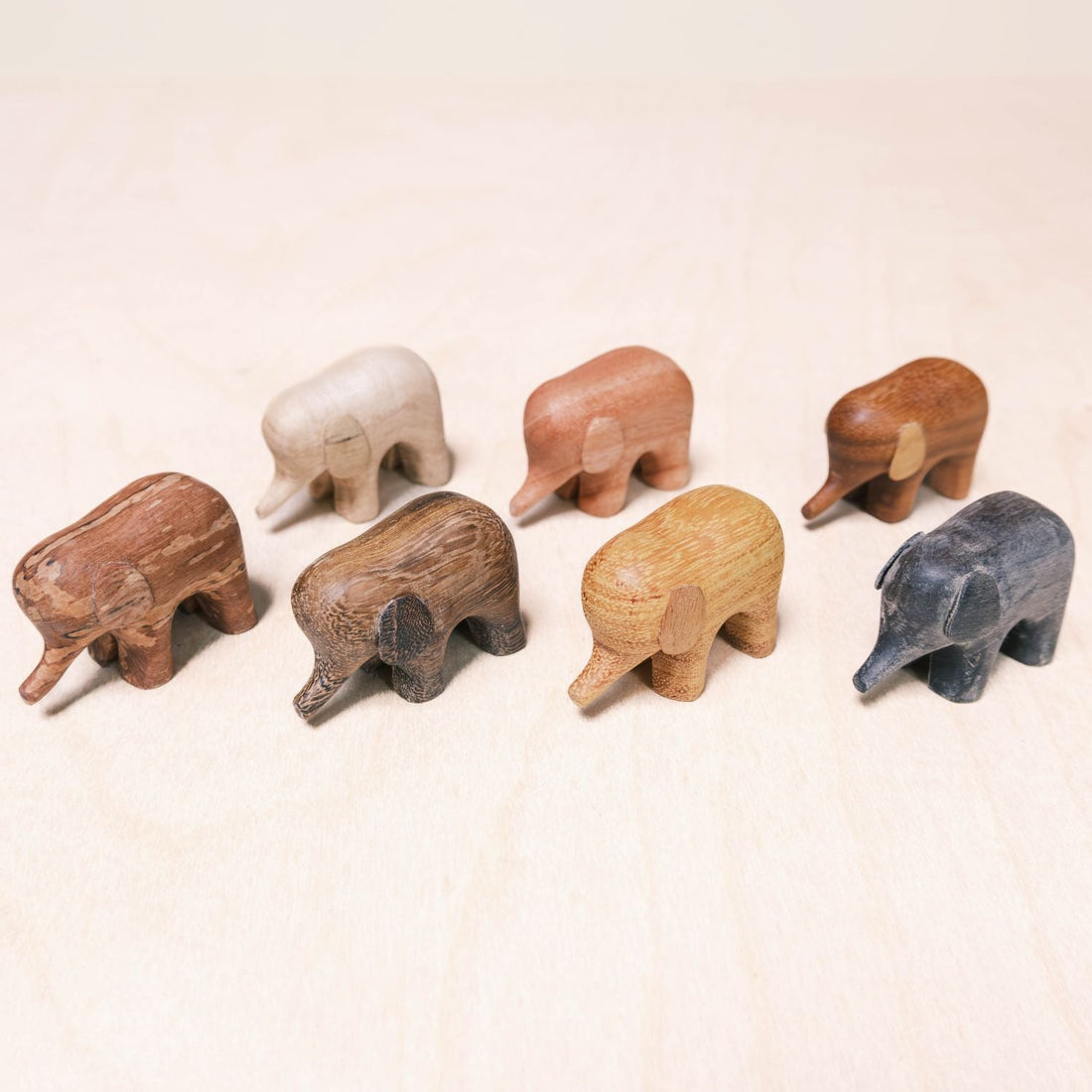  - Mini Wood Elephant Figurines - Handcrafted Animal Accent | LIKHÂ - LIKHÂ