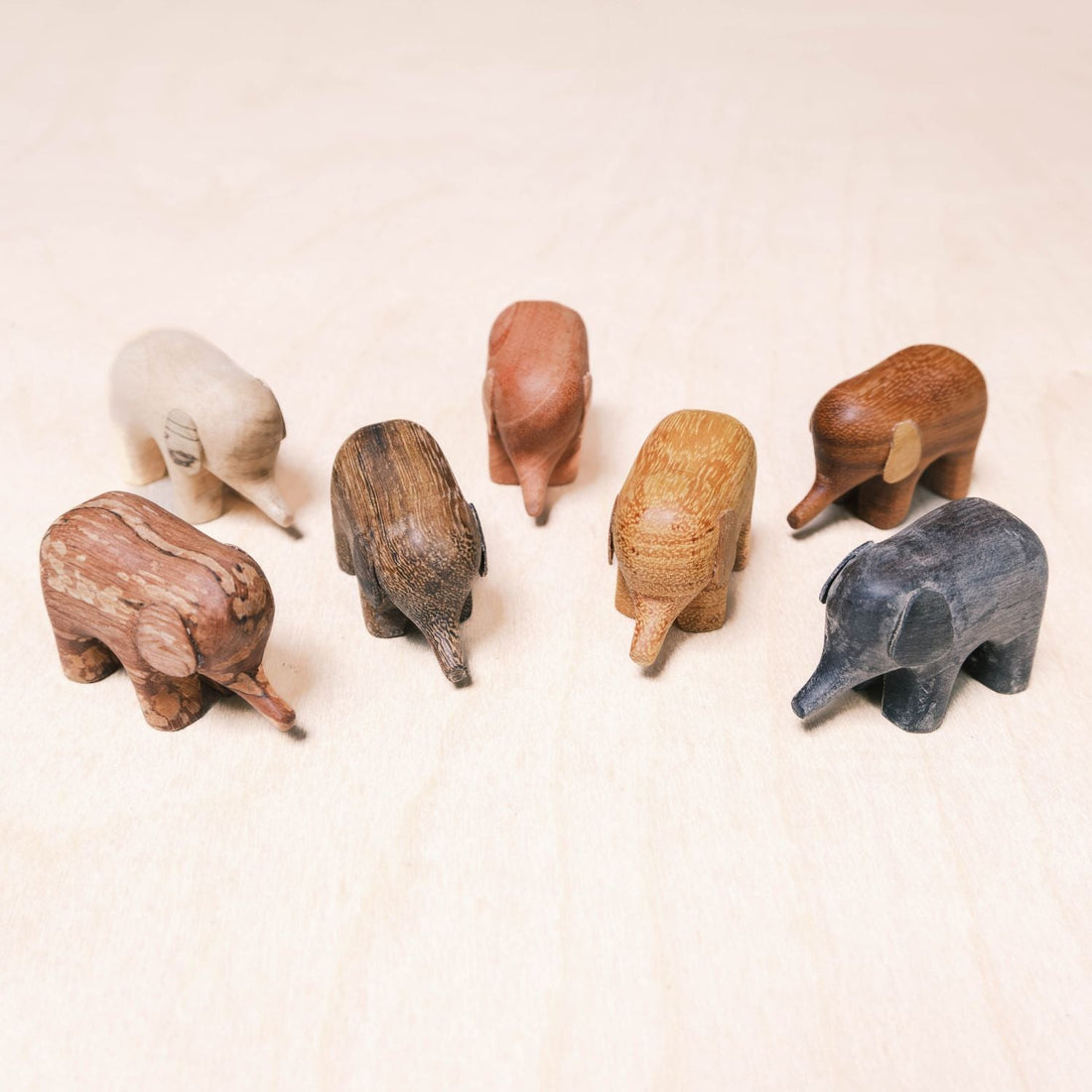  - Mini Wood Elephant Figurines - Handcrafted Animal Accent | LIKHÂ - LIKHÂ