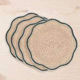 Placemats - Blue Trim Scallop Placemats, set of 4 – Artisan Woven Table Mats | LIKHÂ - LIKHÂ