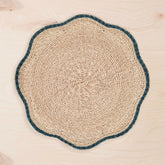 Placemats - Blue Trim Scallop Placemats, set of 4 – Artisan Woven Table Mats | LIKHÂ - LIKHÂ
