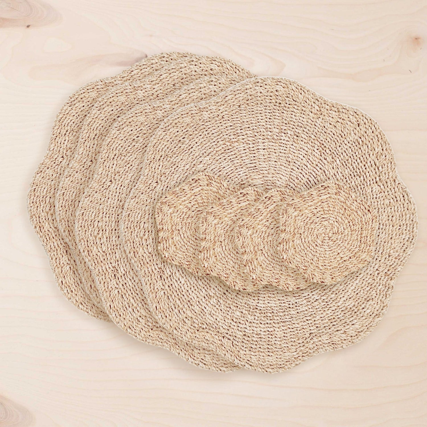 Placemats - Natural Scallop Placemats, set of 4 – Woven Abaca Placemats | LIKHÂ - LIKHÂ
