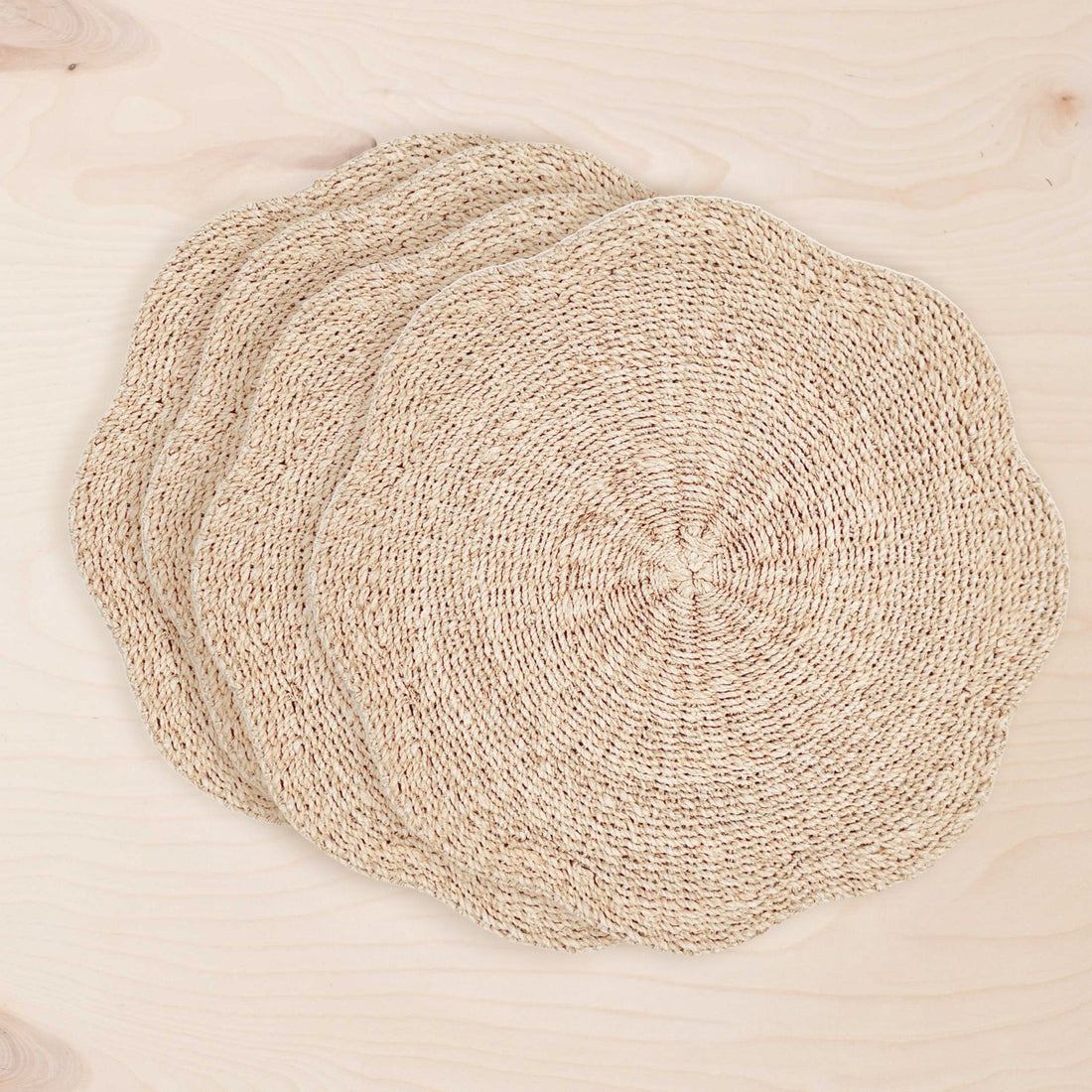Placemats - Natural Scallop Placemats, set of 4 – Woven Abaca Placemats | LIKHÂ - LIKHÂ