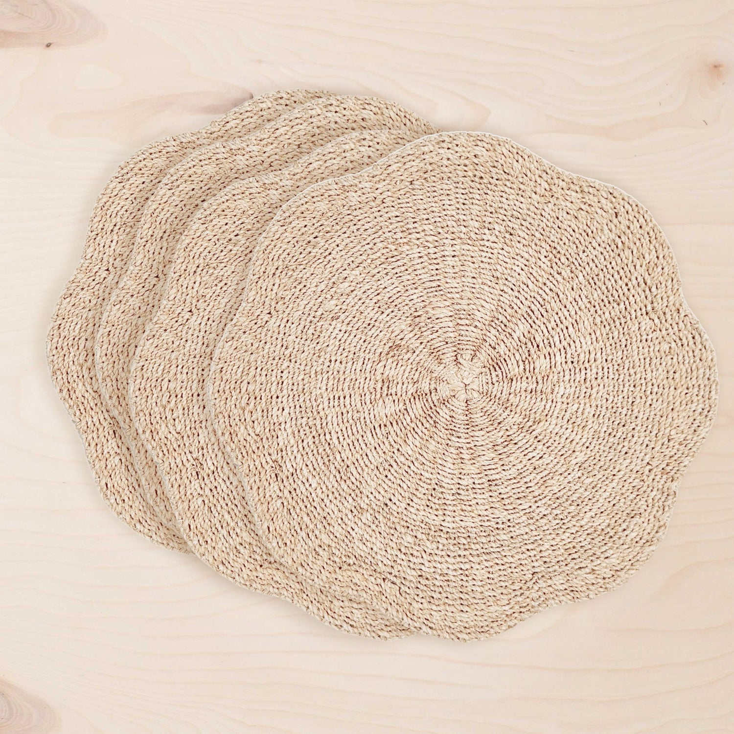 Placemats - Natural Scallop Placemats, set of 4 – Woven Abaca Placemats | LIKHÂ - LIKHÂ