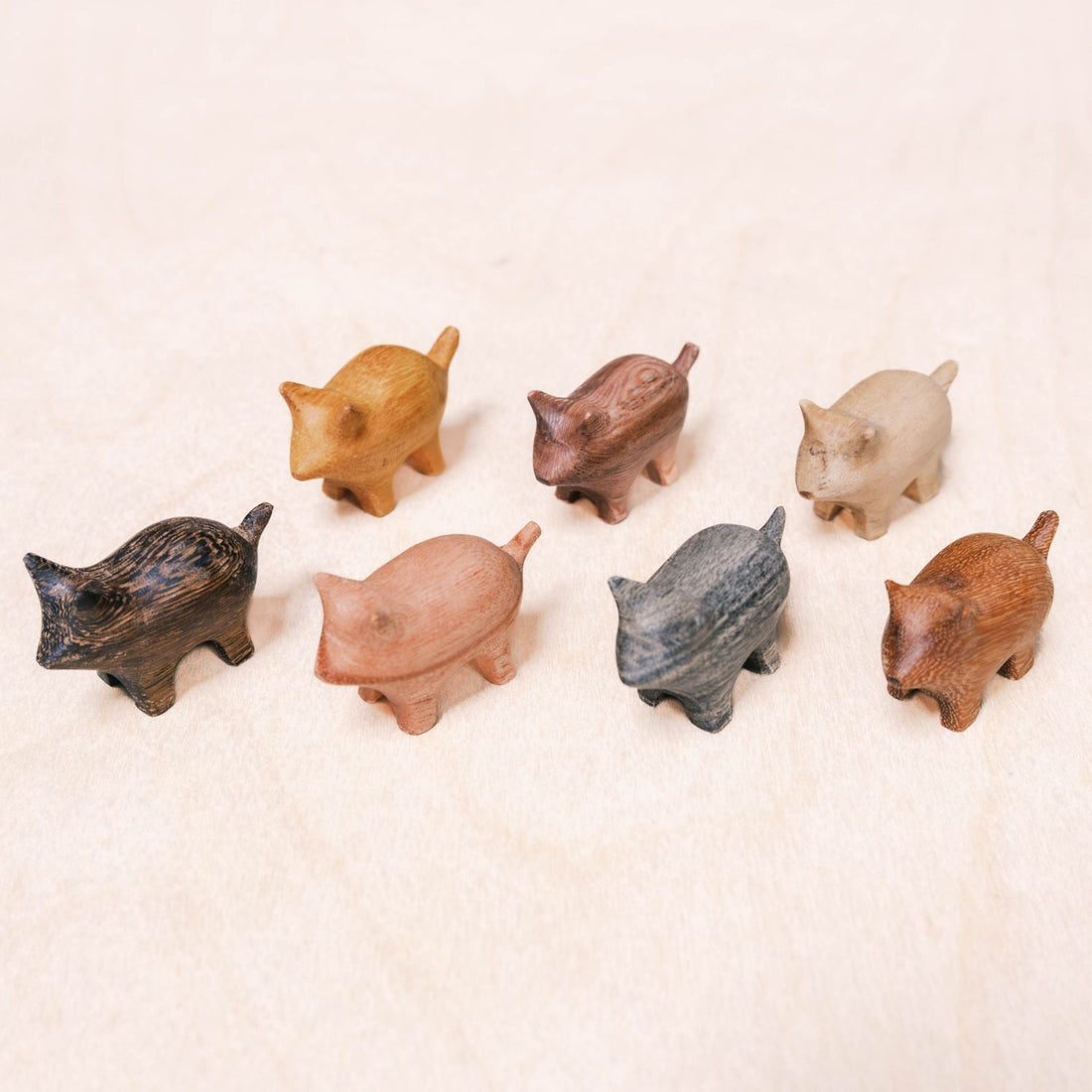  - Wooden Pig Figurines - Small Handcrafted Animal Accent | LIKHÂ - LIKHÂ