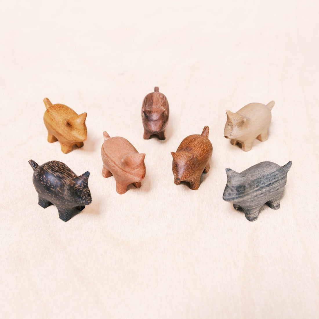  - Wooden Pig Figurines - Small Handcrafted Animal Accent | LIKHÂ - LIKHÂ