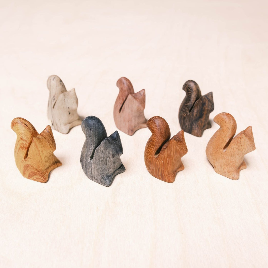  - Wooden Squirrel Figurines - Small Handcrafted Animal Accent | LIKHÂ - LIKHÂ