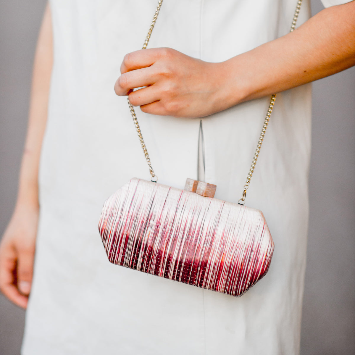 Wine Colored Clutch - Woven Clutch Purse | LIKHÂ