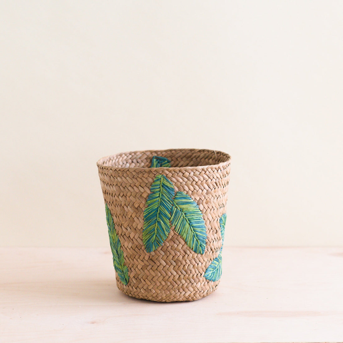 Baskets - Banana Leaf Embroidery Soft Woven Basket - Plant Baskets | LIKHÂ - LIKHÂ