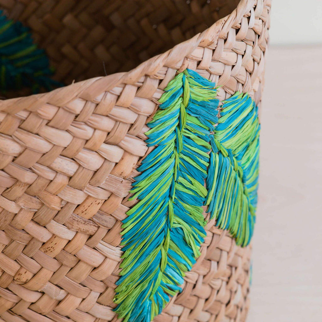 Baskets - Banana Leaf Embroidery Soft Woven Basket - Plant Baskets | LIKHÂ - LIKHÂ