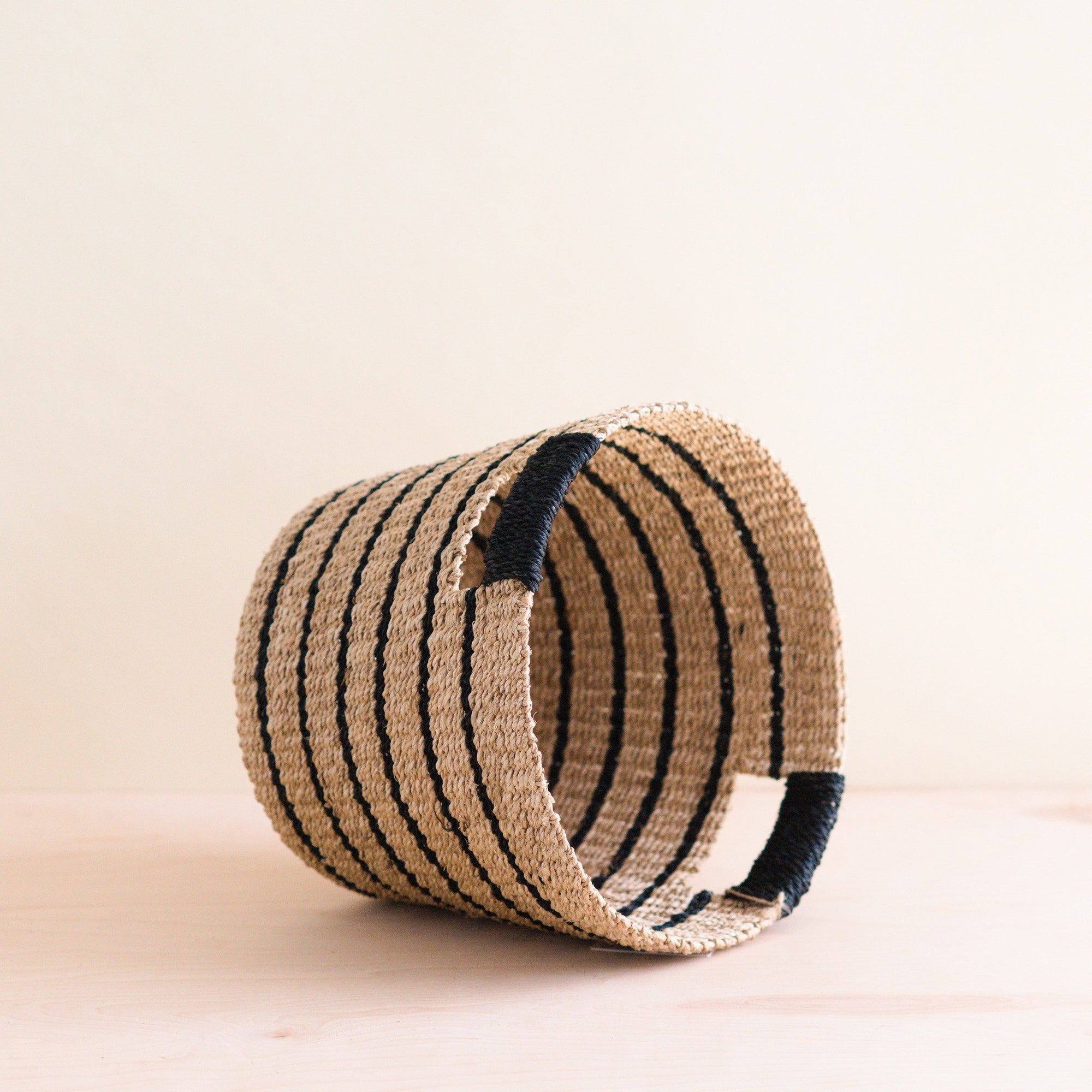 Baskets - Black + Natural Striped Tapered Basket - Modern Baskets | LIKHA - LIKHÂ