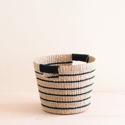 Baskets - Black + Natural Striped Tapered Basket - Modern Baskets | LIKHA - LIKHÂ