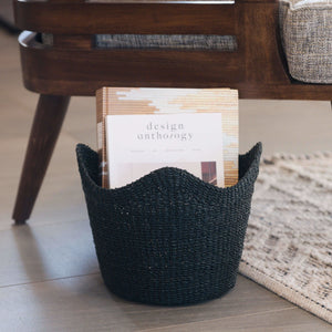 Baskets - Black Scallop Basket - Handwoven Basket | LIKHÂ - LIKHÂ