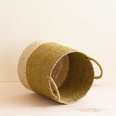 Baskets - Mustard Floor Basket with Handle - Natural Baskets | LIKHÂ - LIKHÂ