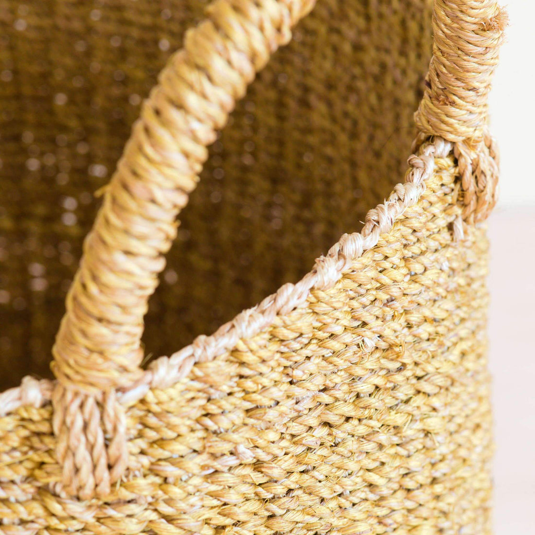 Baskets - Mustard Floor Basket with Handle - Natural Baskets | LIKHÂ - LIKHÂ