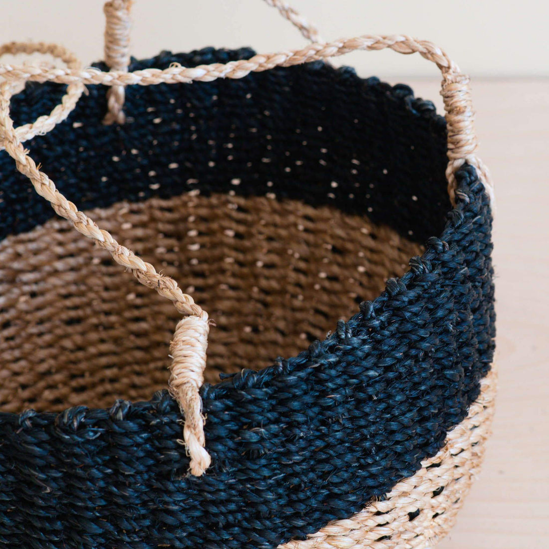 Baskets - Natural + Black Colorblock Hanging Planter - Hanging Basket | LIKHÂ - LIKHÂ