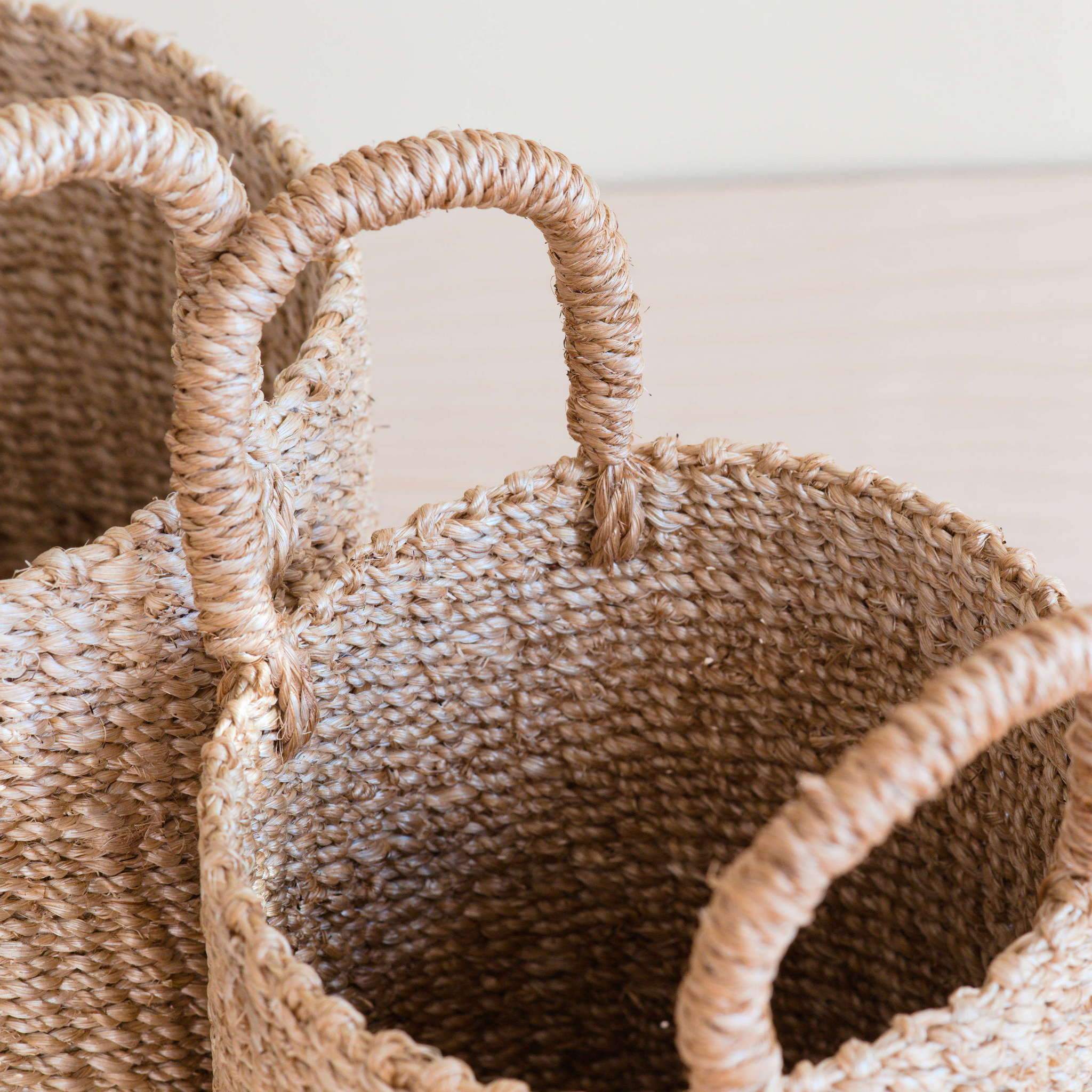 Tabitha - natural handwoven basket, wood handle, storage, organization, whimsical, classic New England store style, PNW made