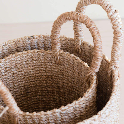 Baskets - Natural Tabletop Mini Basket with Handle Set of 2 - Weave Baskets | LIKHÂ - LIKHÂ