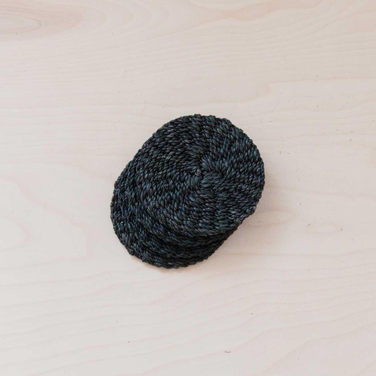 - Black Round Braided Coasters, set of 4 - Natural Fiber | LIKHA - LIKHÂ