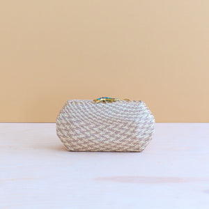 Clutches - Dusty Rose Houndstooth Clutch - Straw Clutch | LIKHÂ - LIKHÂ