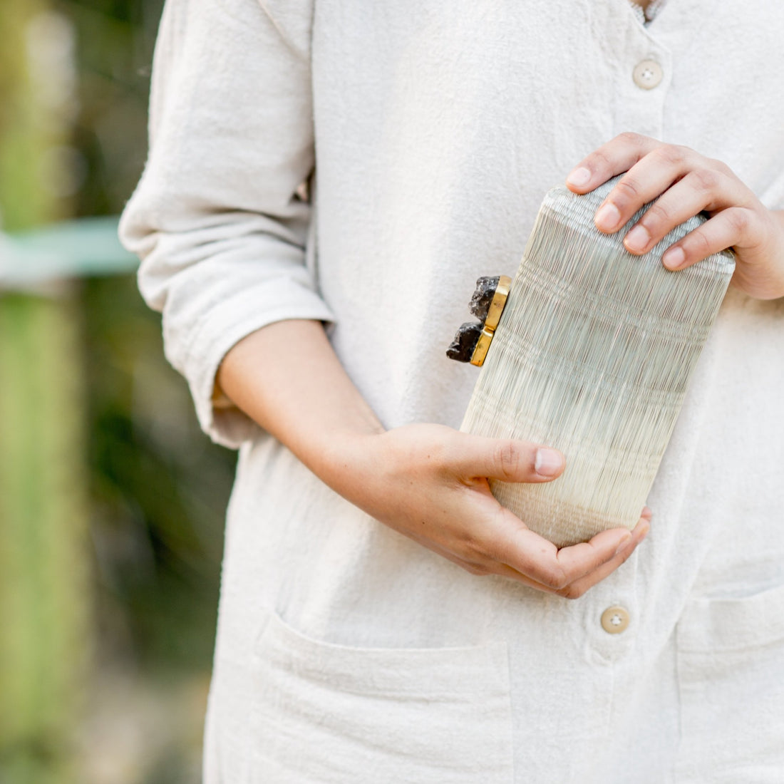 Clutches - Light Grey Clutch - Hexagon Clutch | LIKHÂ - LIKHÂ