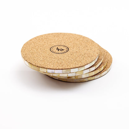 Coasters - Golden Yellow Mother of Pearl - Mosaic Coasters | LIKHÂ - LIKHÂ