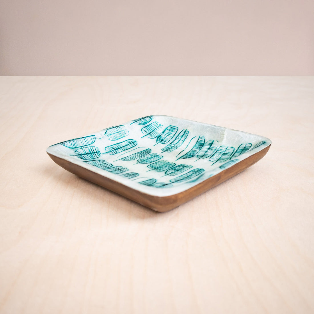 Decorative Plates - Capiz + Acacia Plate - Nordic Assorted Trees, Square | LIKHÂ - LIKHÂ