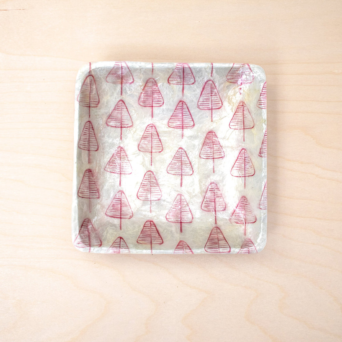 Decorative Plates - Capiz + Acacia Plate - Nordic Pine Trees, Square | LIKHÂ - LIKHÂ