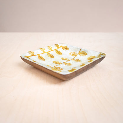 Decorative Plates - Capiz + Acacia Plate - Nordic Vines, Square | LIKHÂ - LIKHÂ