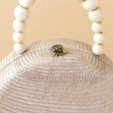 - Dusty Rose Round Classic Handbag with Wood Bead Handle - Handwoven Bag | LIKHA - LIKHÂ