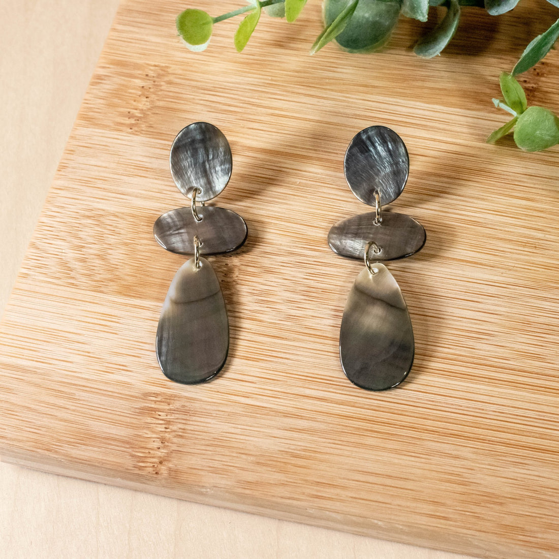 Earrings, Jewelry - Mother of Pearl Black Raindrop Earrings | LIKHÂ - LIKHÂ